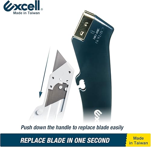 Vista 4 de Excell AC-9 Cuchillo utilitario retráctil resistente con bloqueo de seguridad, construcción de plástico duradero, ideal para uso en fábrica/almacén