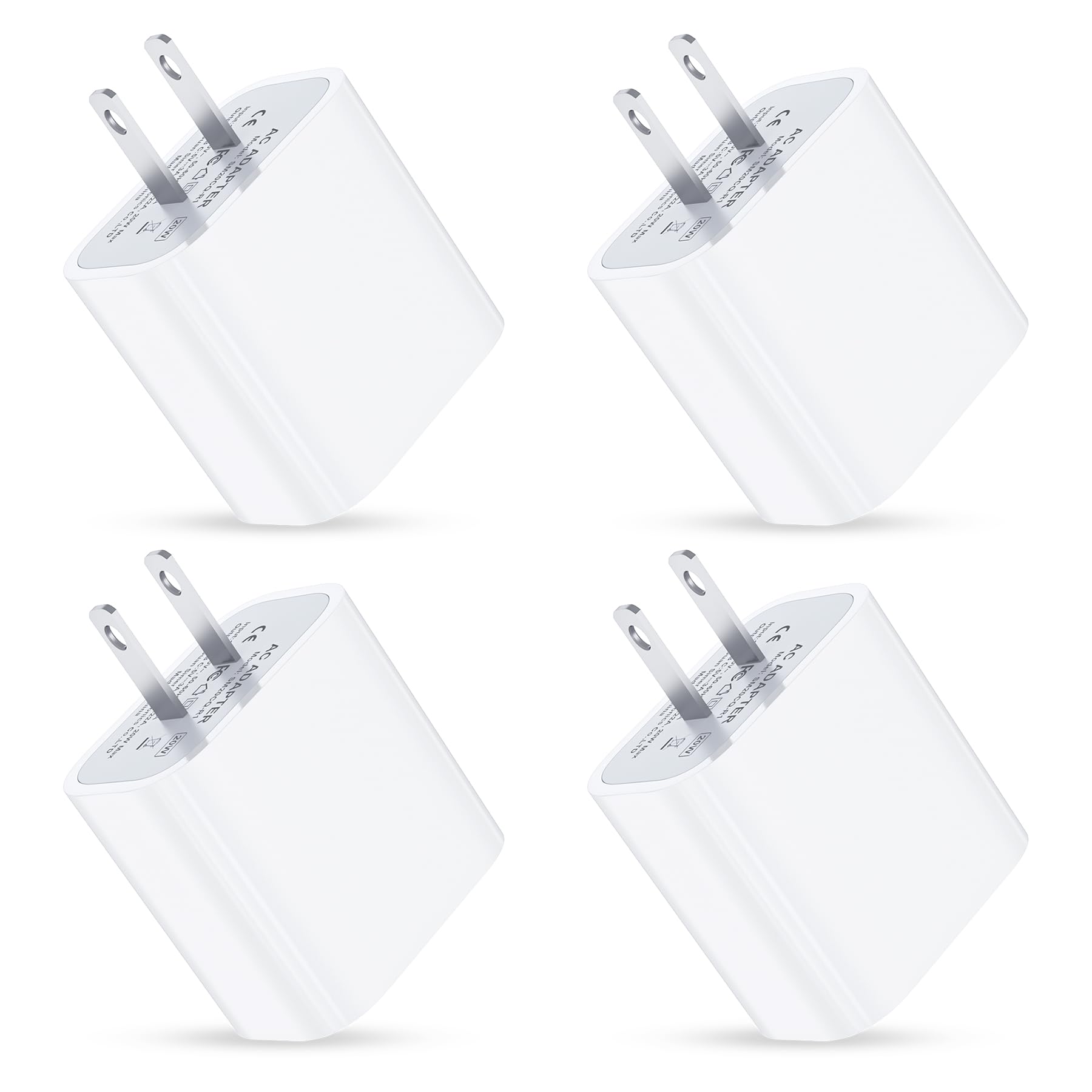 [4 Pack] USB-C Wall Charger, 20W USB-C Power Adapter Replacement for Phone 18 Pro/18 Pro Max/i Phone Duo/ 17/16/15/14/13/15 Pro/Pro Max/Plus/XS/XR/X,Galaxy, Pixel,i Pad Watch and More