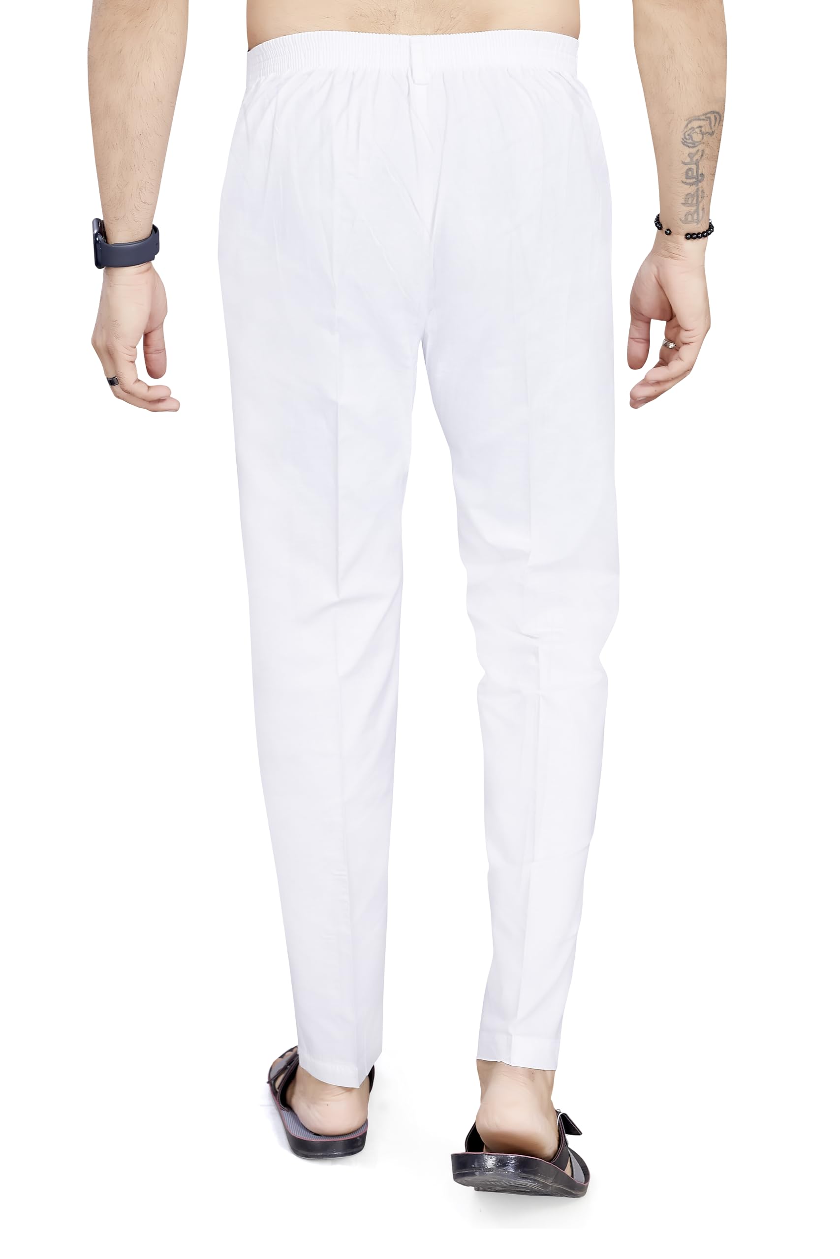 DIVISIVE Men's Cotton Stitched Slim Fit Pyjama/Pant (DPT26_XXL_White) - Image 4 thumbnail