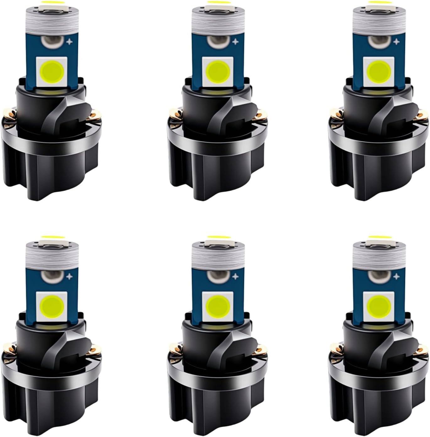 WLJH WLJH 6Pack White PC74 Twist Locket Socket T5 LED Wedge Bulb 37 74 3030SMD Dashboard Instrument Cluster Light,Plug and Play