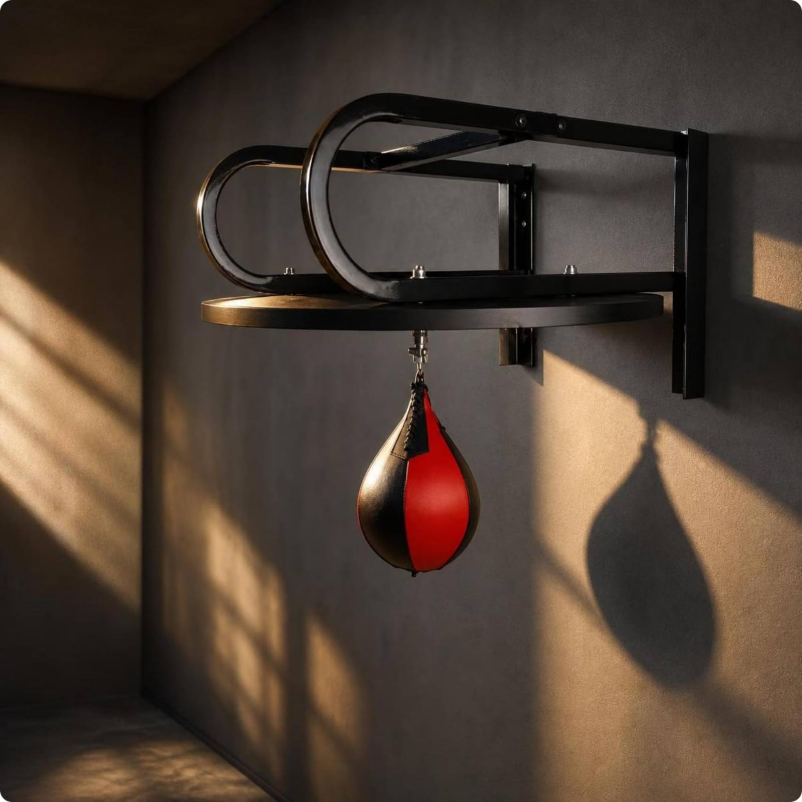 Baoblaze Attrezzatura Professionale Pera Velocità Piatto Colpito Supporto Parete Staffa Metallo Montaggio Sicuro Materiale Legno, Stile 1 Con Piastra Nera