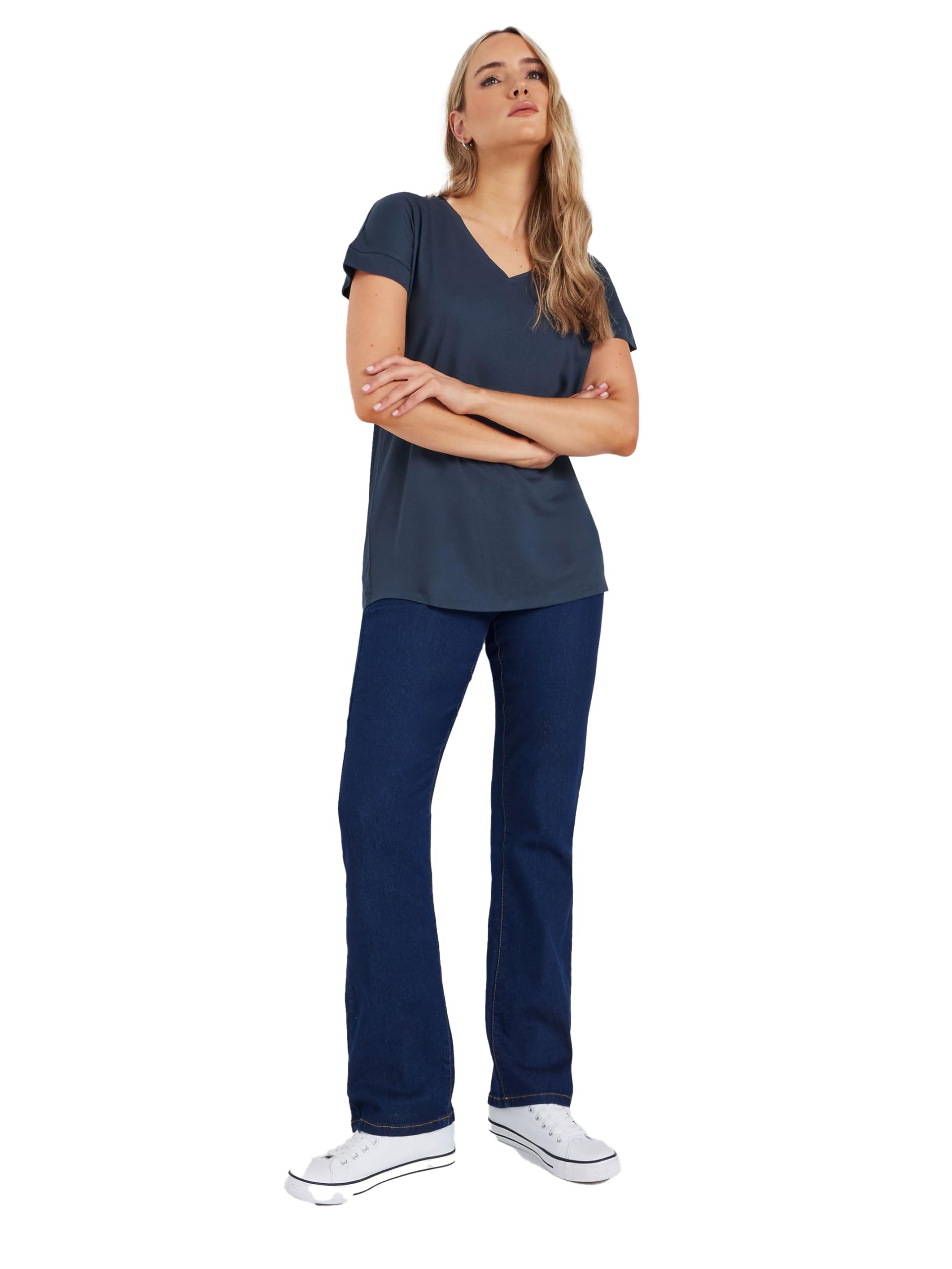 Long Tall Sally - LTS Premium Tall Navy V-Neck T-Shirt - Women's