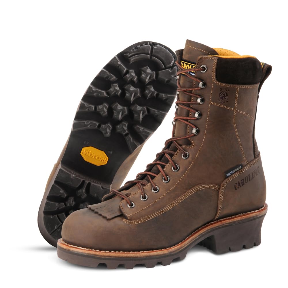 Carolina Composite Toe Logger Boots for Men - Waterproof Lace-Up Workboots - EH-Rated Logging Boots