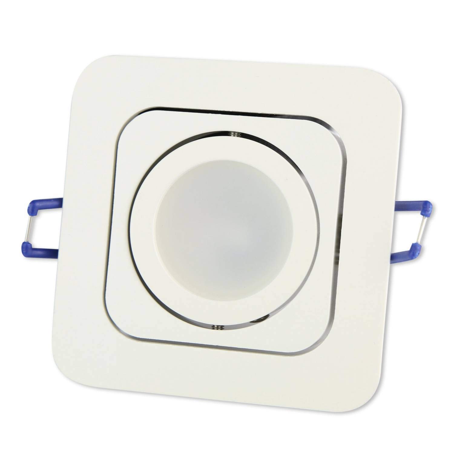 6 focos empotrables LED blanco cuadrado 9 W blanco cálido GU10 230 V plano – Focos empotrados orientables e inclinables perforación 80 mm – Instalación – focos de techo – focos empotrables