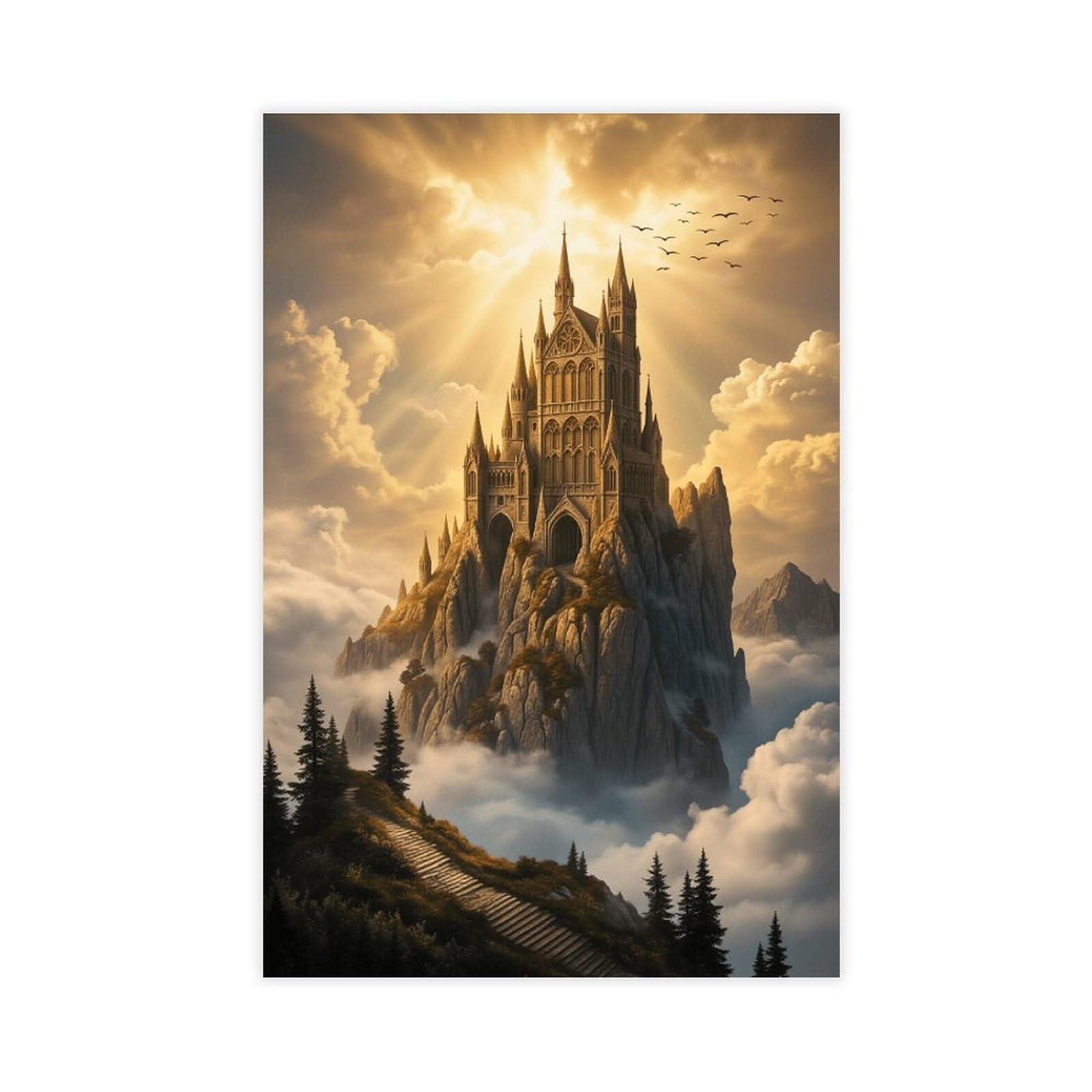 ELKPDOE Cloud Sanctum Requiem Forgotten World Poster Canvas Poster Bedroom Decor Sports Landscape Office Room Decor Gift Unframed Print 12" L X 18" W
