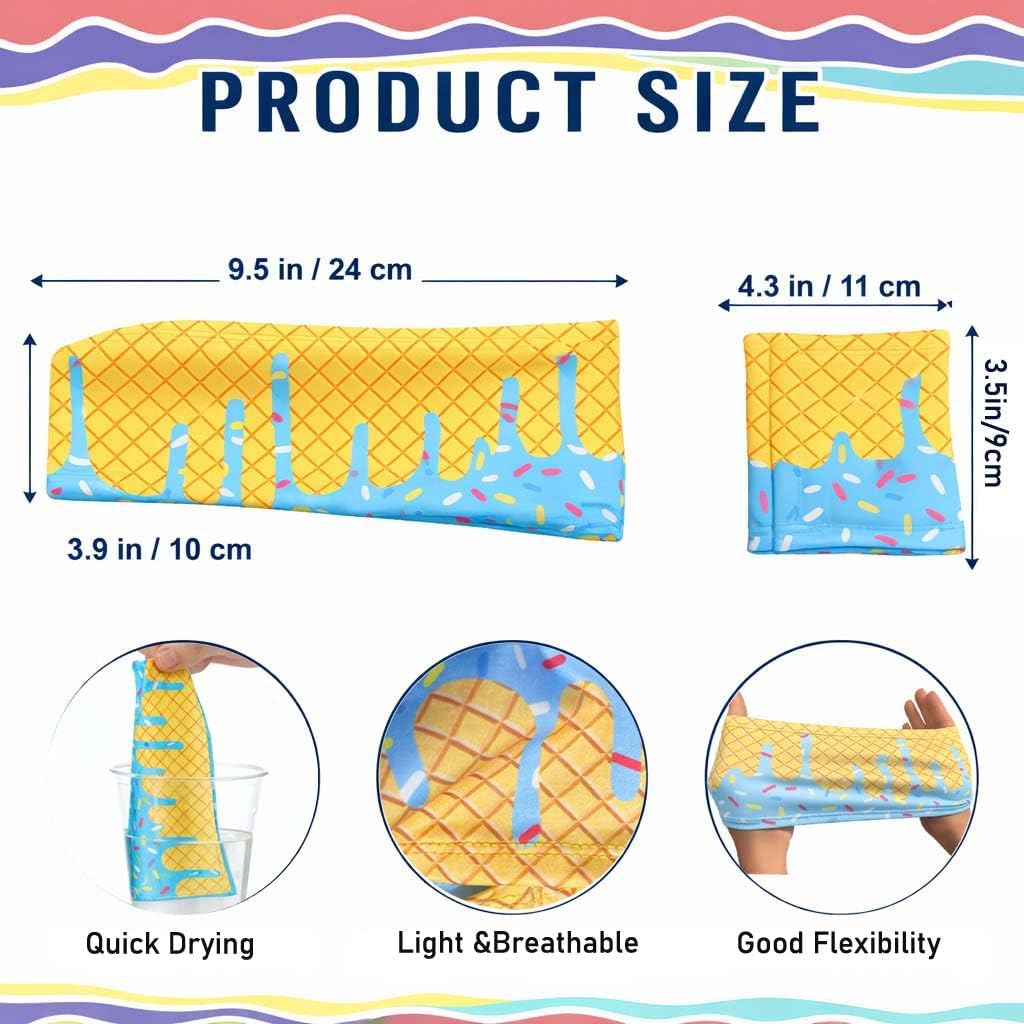 12 PCS Ice Cream Baseball Headbands & Wristbands, Elastic Polyester Sports Sweatbands for Baseball Basketball Gym Running, Drip Party Favors for Men Women