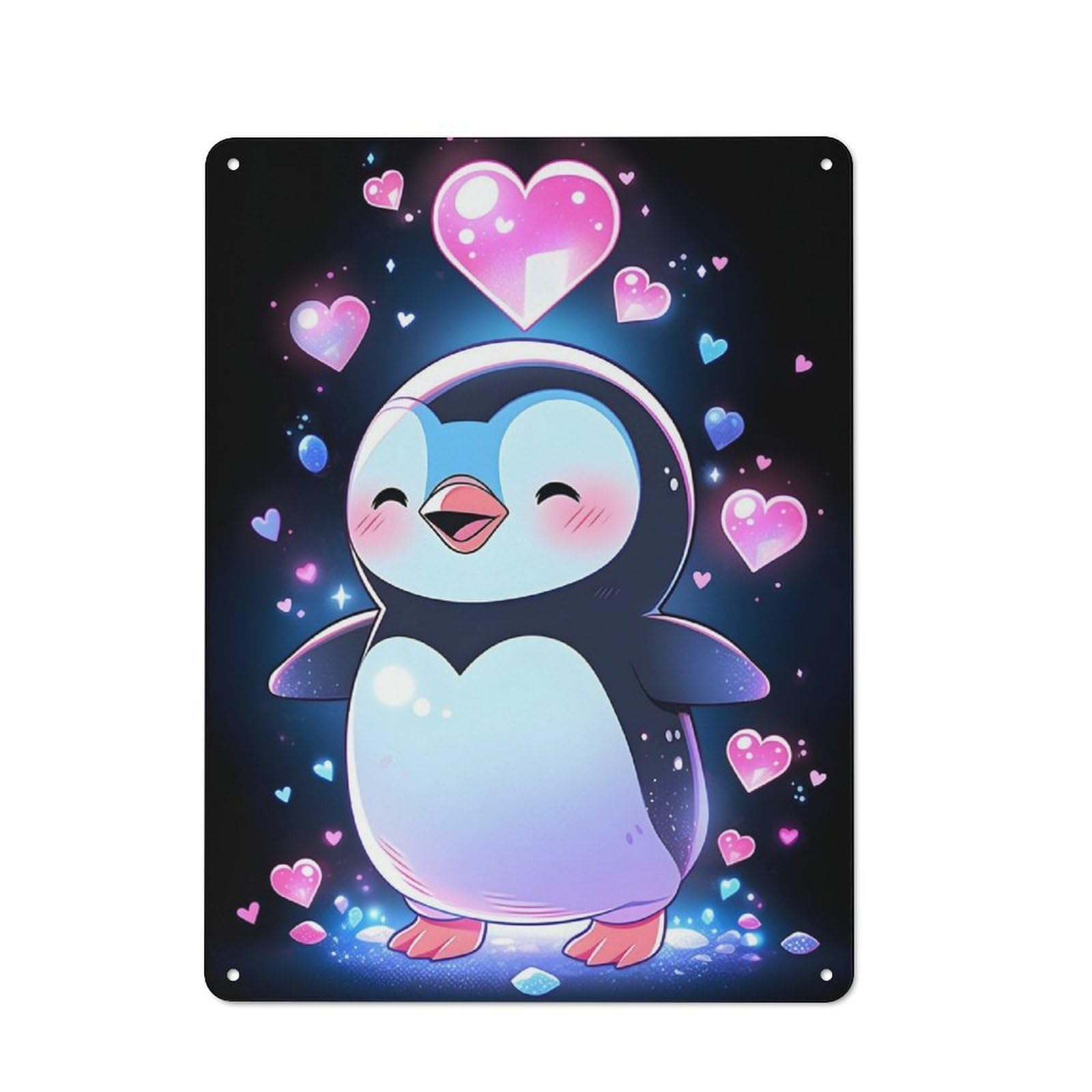 Junmoney Cute Penguin Lovers Vintage Tin Sign 40X30cm With For Studio Or Craft Room, A Decorative Christmas Gift For Creative-Space Collectors