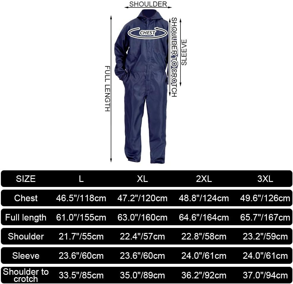 Men's Workforce Coverall Protective Workwear Boiler Suit Dustproof Hooded Coverall Unisex Mechanic Uniform for Garages