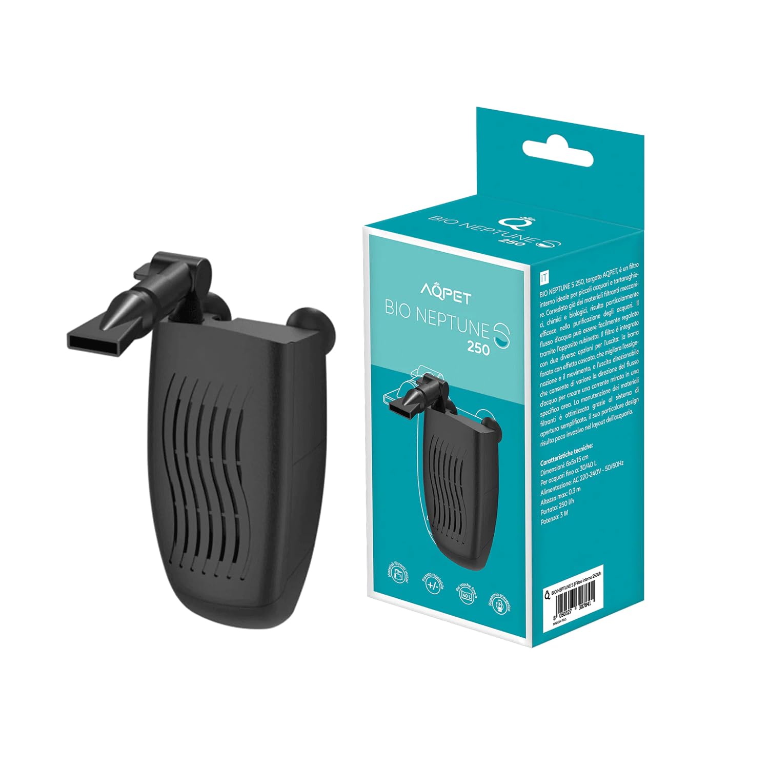 Acquario in Vetro ONE Completo di Accessori Filtro Sabbia Arredo Colore Nero 20 Litri