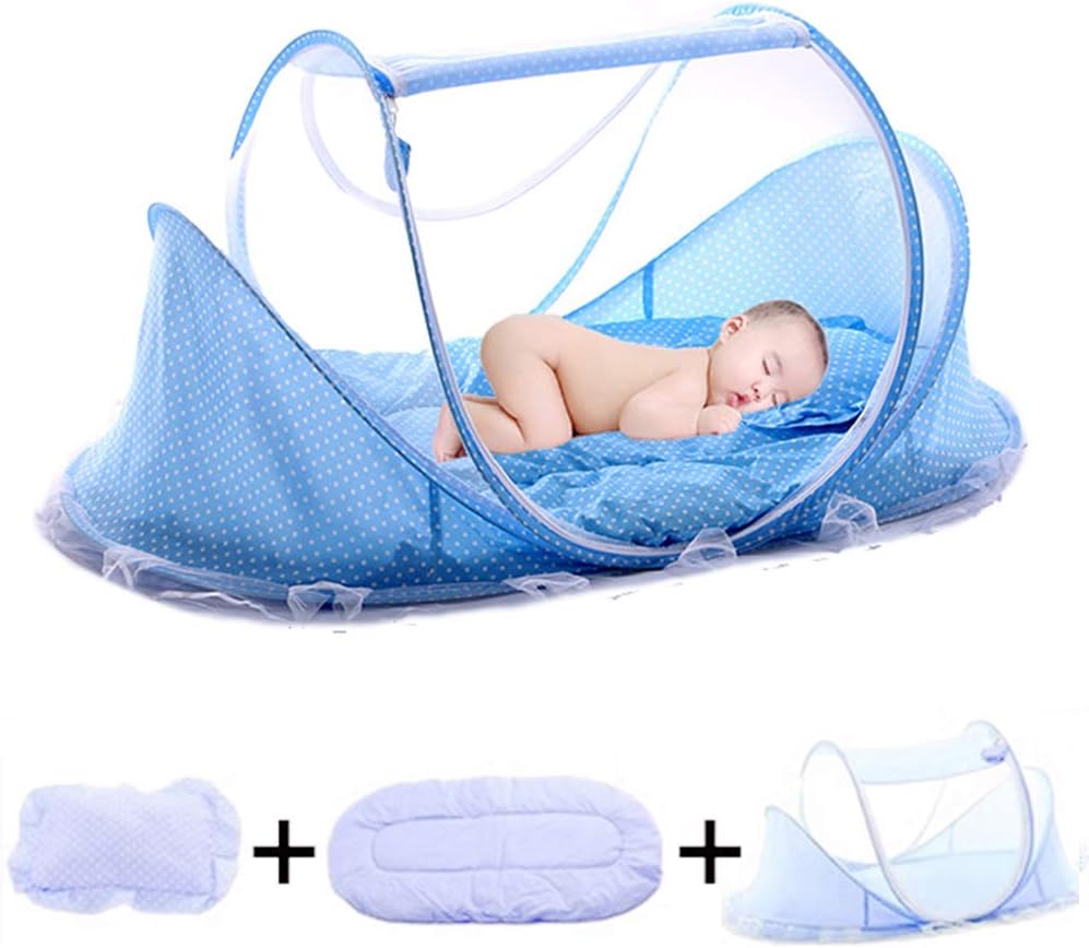 Foldable Mosquito Net for Bed with Blackout Canopy, Portable Baby Bed Net Newborn Travel Bed Protect Baby from Anywhere at Home, Travel & Sleep Cover (Green 4)