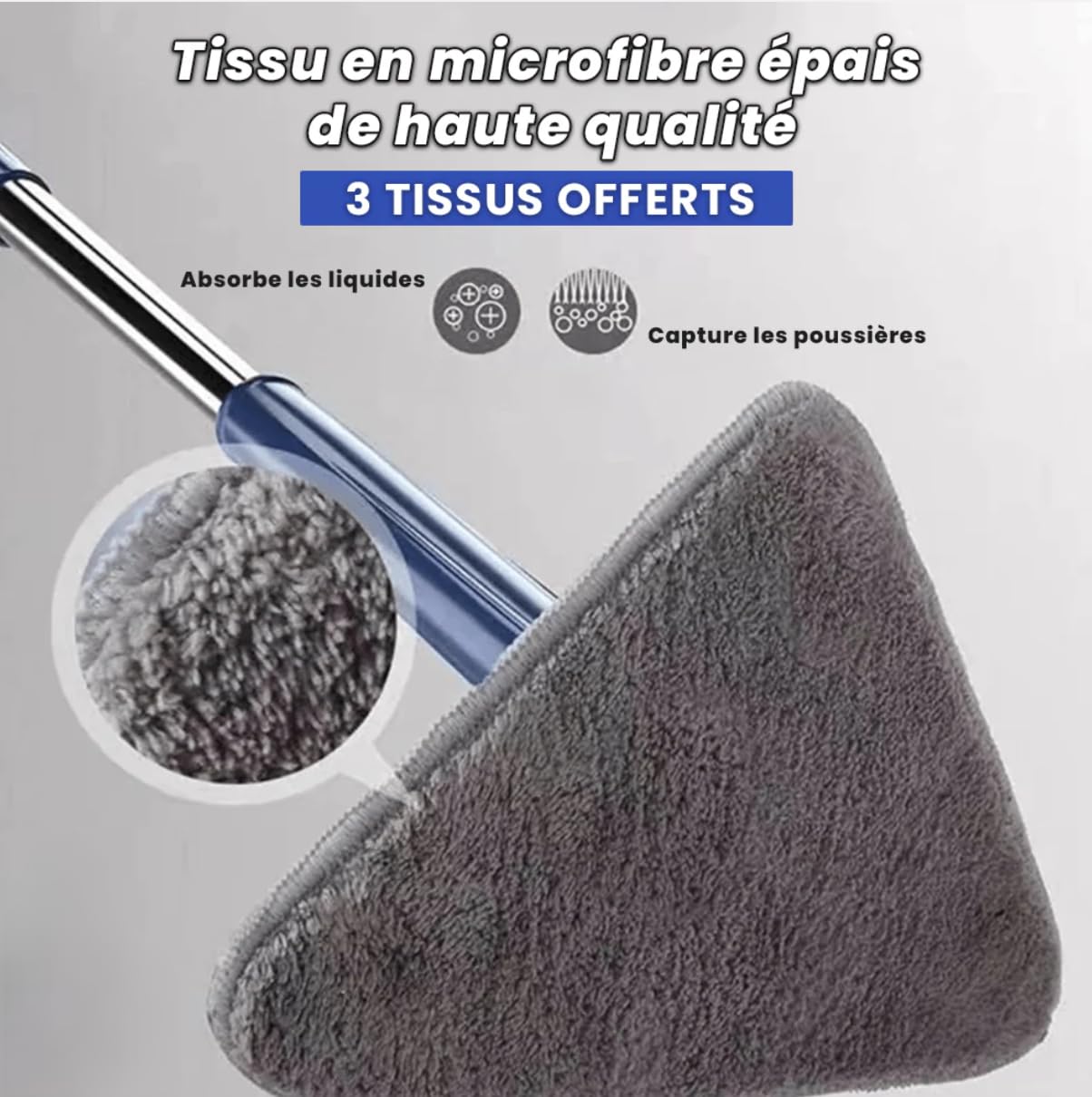 Quickclean-Balai Essoreur Rotatif pour Un Nettoyage À 360° des Sols, Murs Et Plafonds (Bleu)