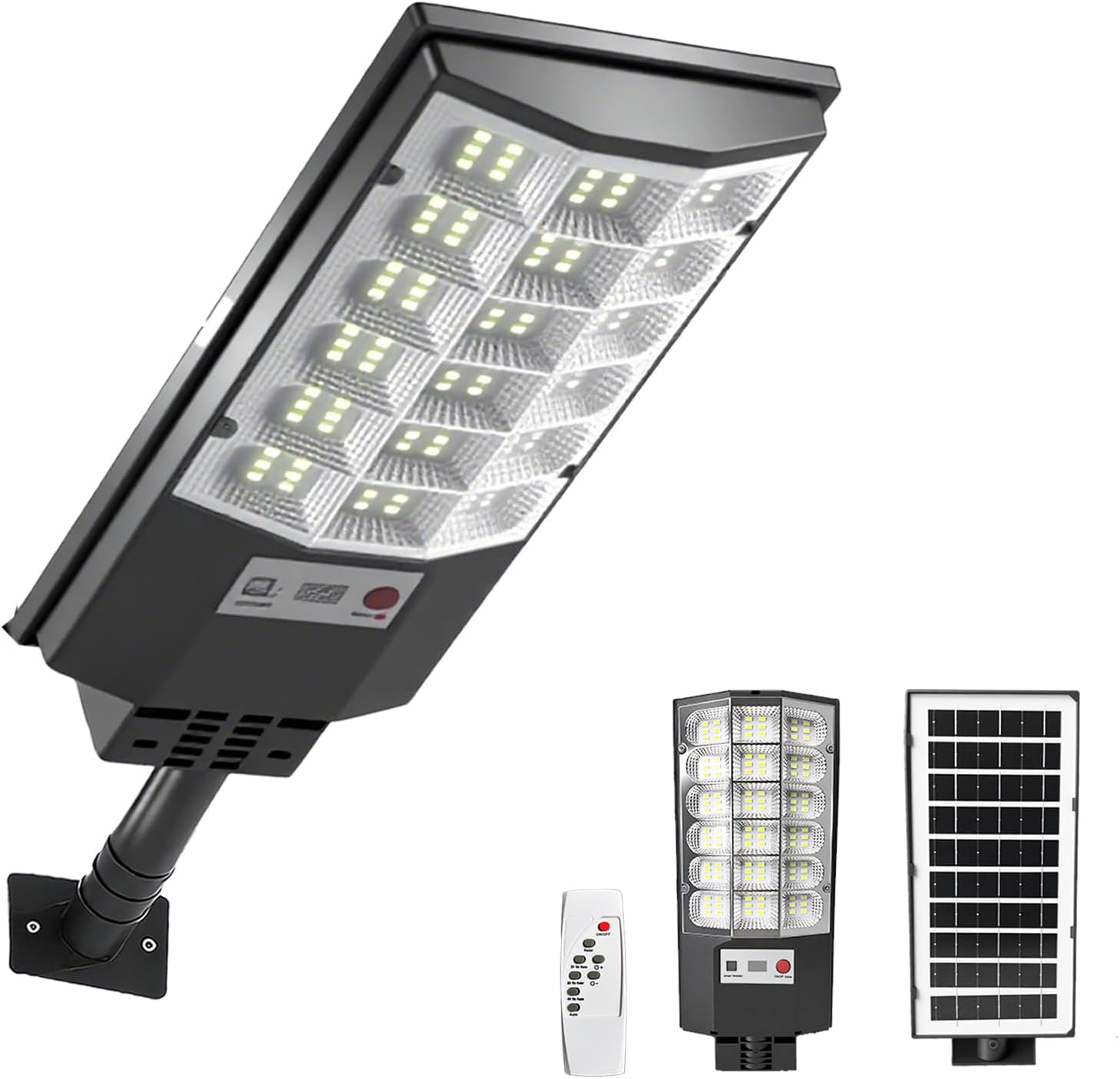 Dusk to Dawn Solar Outdoor Light, 108 LEDs 3000Lux 7400mWh, 5 Modes Remote Motion Sensor Waterproof Street Light for Barn Lane