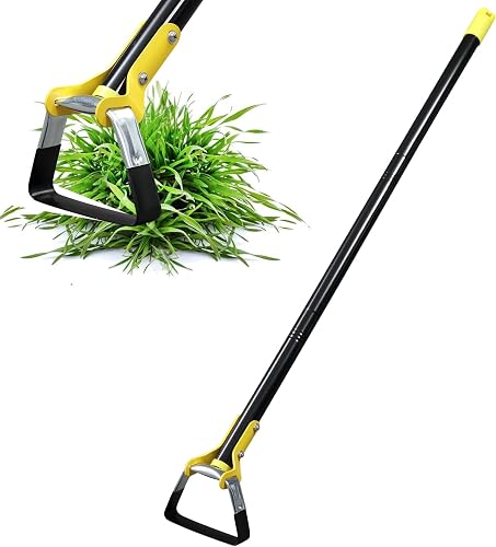 76-106cm Houe à Etrier de Jardin en Acier Inoxydable avec Poigné Houe