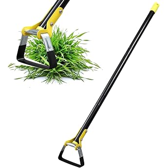 FLY HAWK Garden Hoe 76-106 cm Stirrup Hoe Garden Tool Made of Stainless Steel with Robust Adjustable Handle Hula Hoe for Weeding Loosening Soil Planting Vegetables