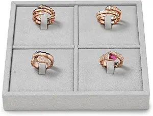 Microfiber 4 Slots Jewelry Pendant Display Tray Jewelry Necklace Organizer Display Tray Professional Display Props(Beige-01)