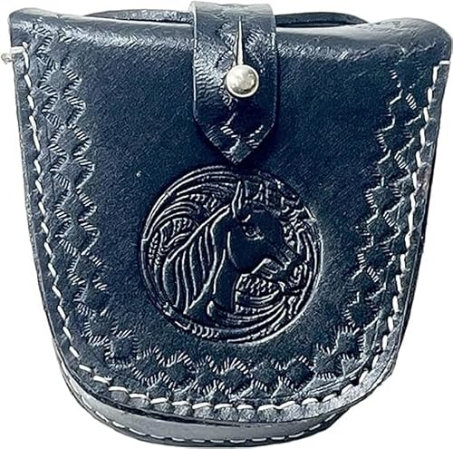 warrepplica Top Grain Buff Leather Slingshot Ammo Holder Bag Storage Gun Ammo Case Black with Belt Loop & Metal Closure Ammunition Pouch for Hunting - warreplica