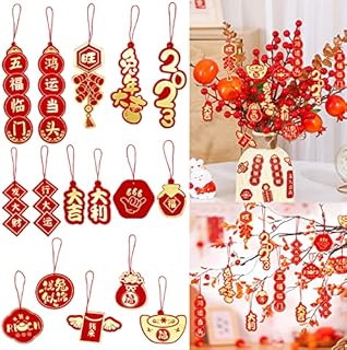 16pcs Chinese New Year Decorations Ornaments Chinese Knot Pendant Red Hanging Ornaments,Chinese Traditional Lucky Hanging Ornaments for New Year Home Office Car Tree Spring Festival Decorations