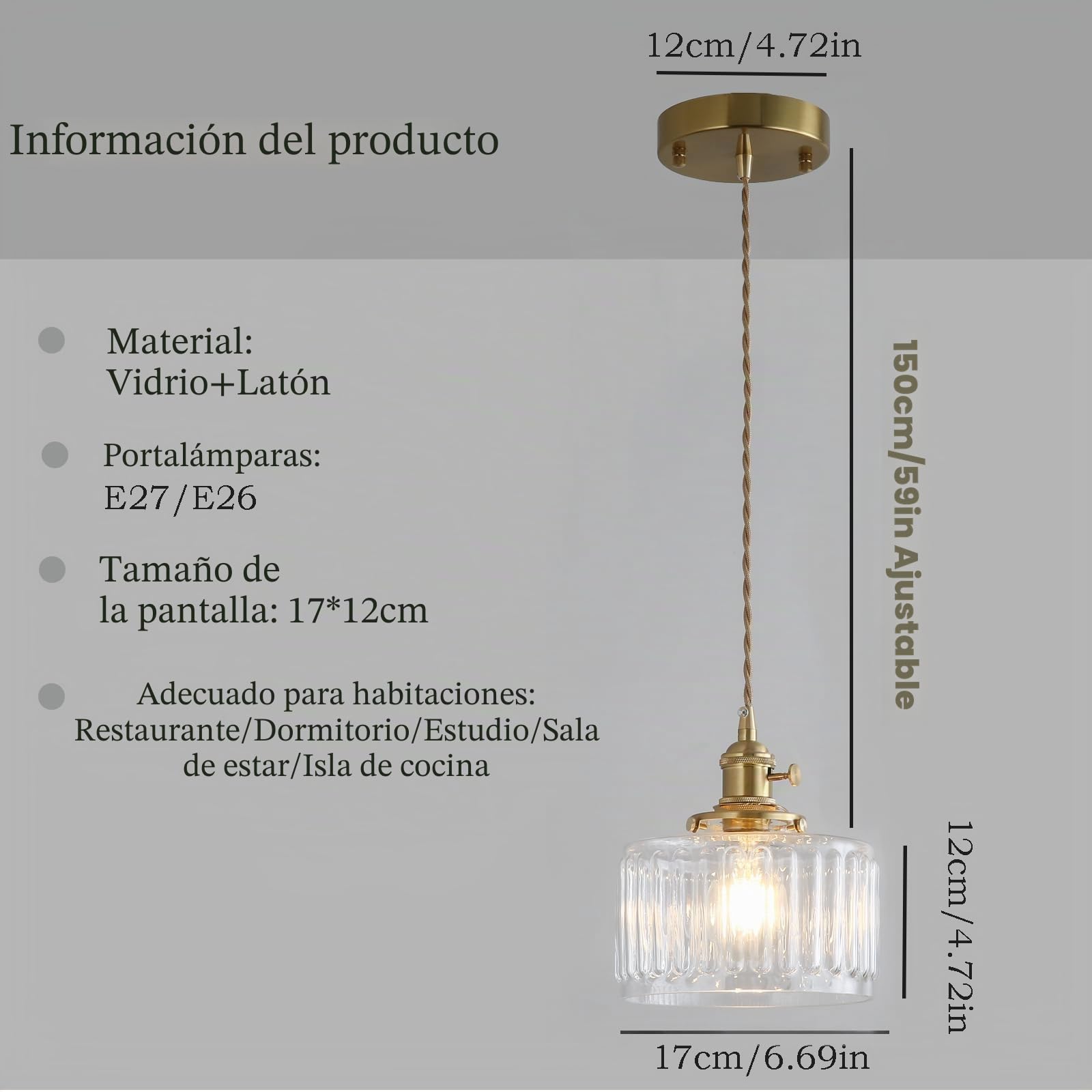 Moderno LED Iluminación colgante Creativo Candelabros Luces de techo Habitación Lámpara de noche Vidrio Pantalla de lámpara Latón Portalámpara Luces colgantes E27 Ø17CM (Transparente, Vidrio)