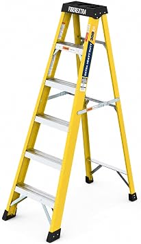 Fiberglass Step Ladder 6 Foot - Heavy Duty 6 Step Ladder, Folding A Frame Ladder for Home & Outdoor, Lightweight Tall Step Ladder, Yellow