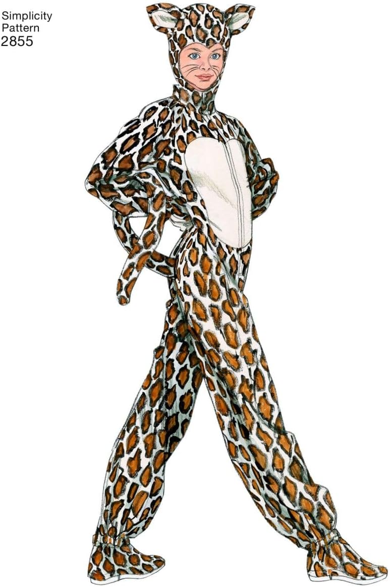 Simplicity Patterns Simplicity 2855 Leopard, Bear, Gorilla and Lion Sewing Pattern for Boys and Girls Halloween Costumes, Sizes XS-L