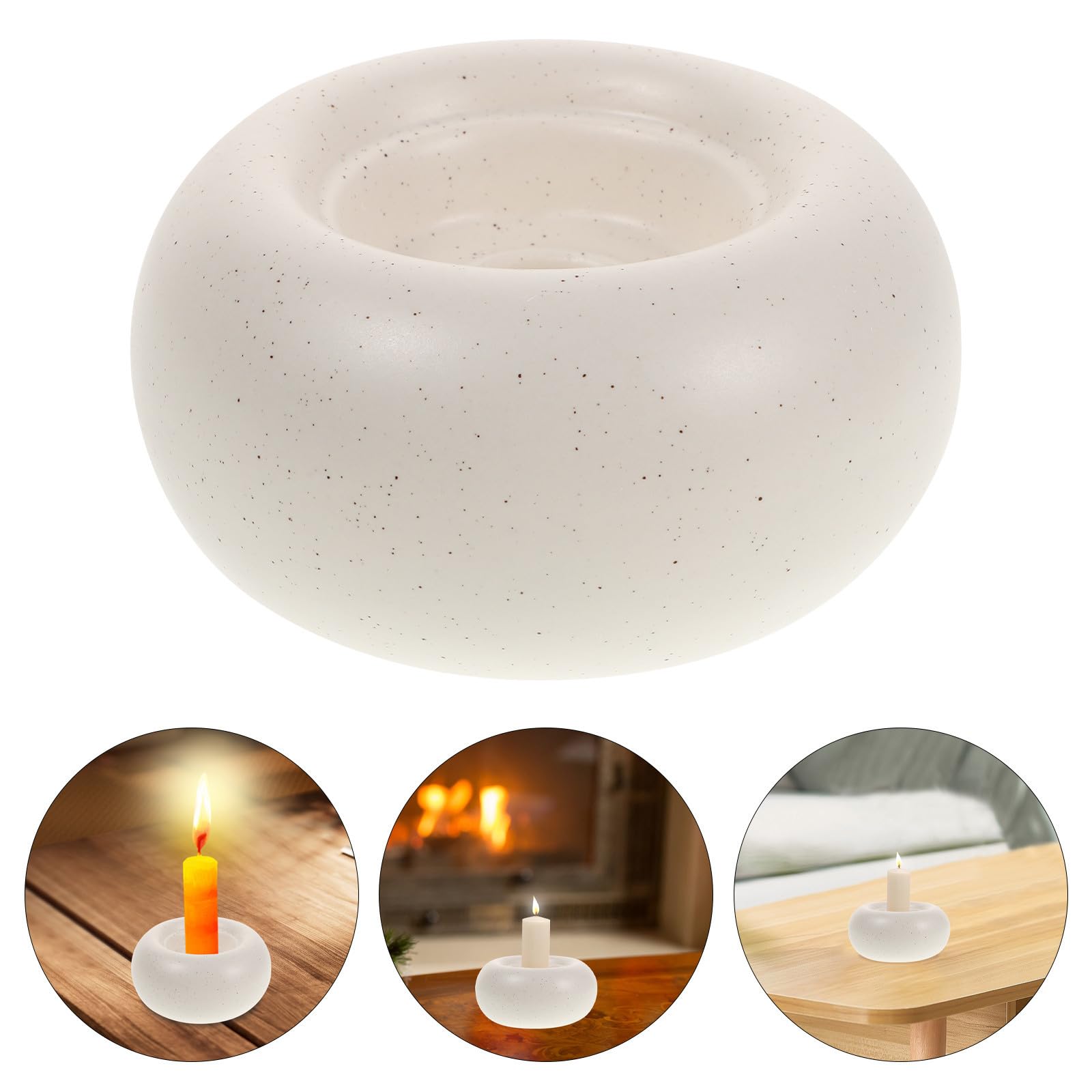 Toyvian 4 Piezas Candelabro de Cerámica Blanco Moderno para Té y Mesa