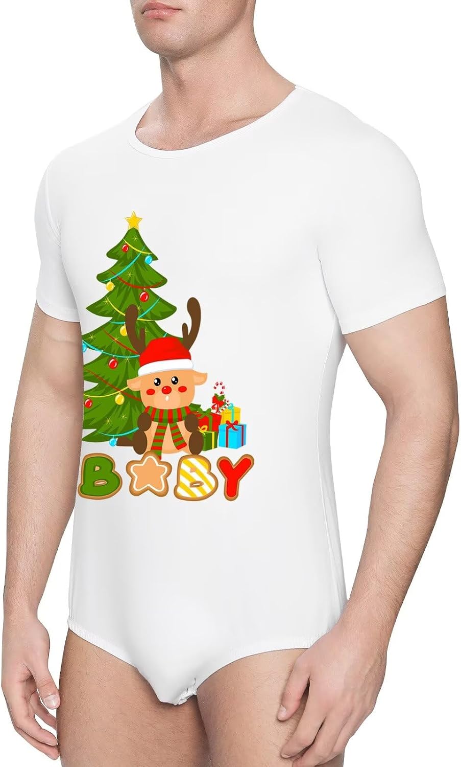 Landofgenie Mens Adult Onesie Cotton Pajama Holiday Jumpsuits One Piece Christmas Print Romper Bodysuit for Men