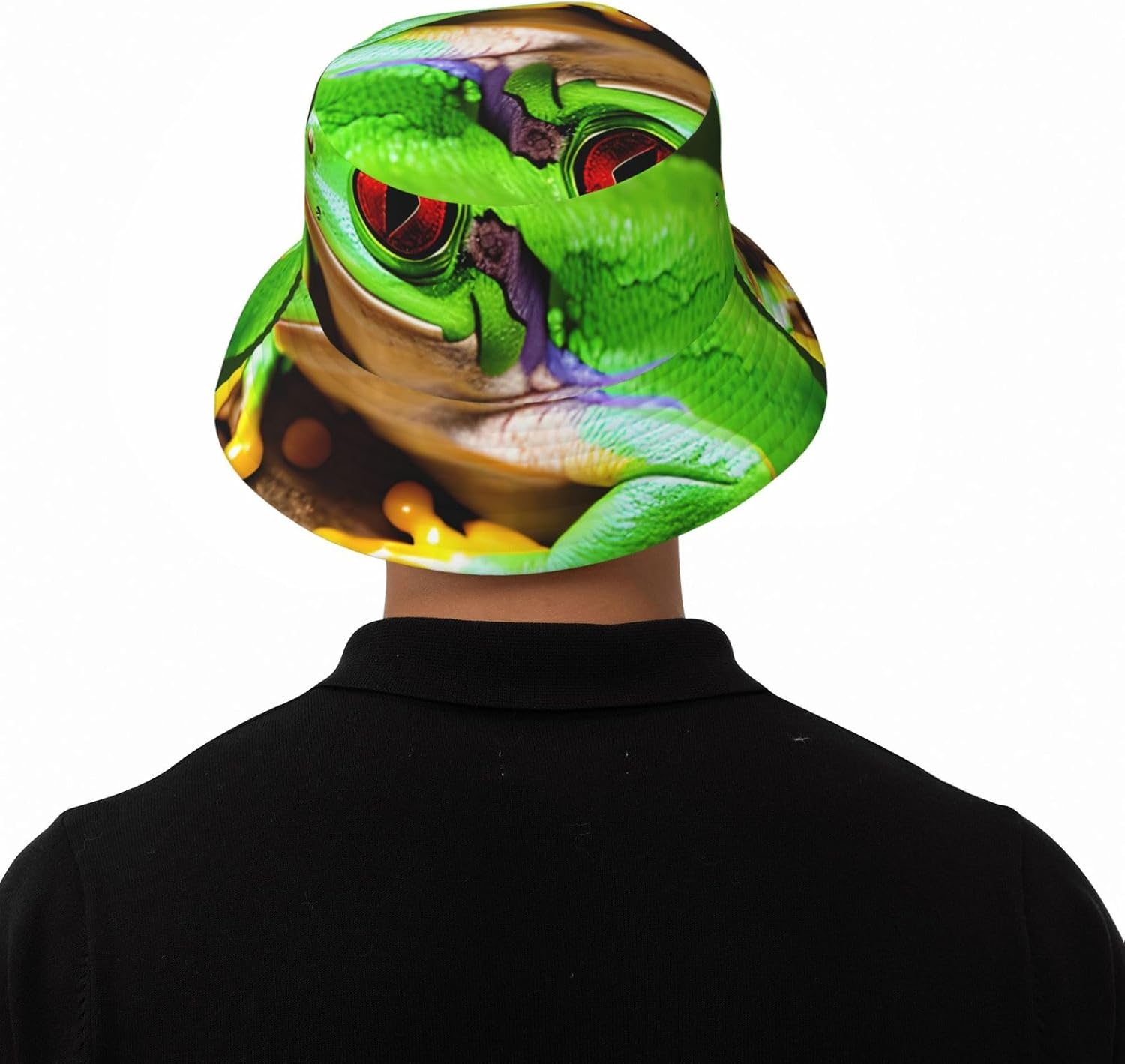 Cute Red Eyes Tree Frogs Print Sun Hat Outdoor Fisherman Cap Summer Bucket Hat Beach for Men Women
