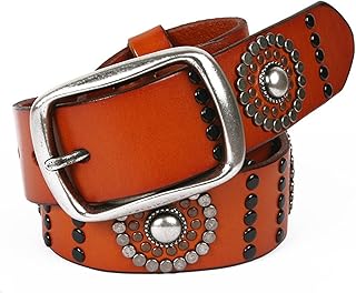 ZWEBY Cinturón con Punk Cinturón de Metal Punk Cinturón gótico Cinturón de Cuero con Remaches de Viento Punk para Mujeres y Hombres (Color : marrón, Size : 105cm)
