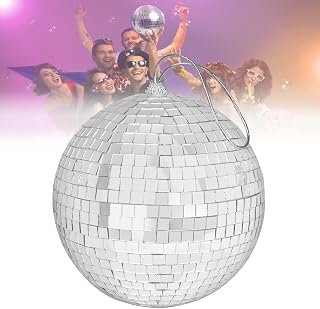 DURANTEY Mirror Balls 15 cm Disco Ball Party Hanging Ball Silver Glitter Ball Decorations Lightweight Hanging Ball for Party Wedding Home Scene Birthday Party Decoration Lighting Effect, 6 inch