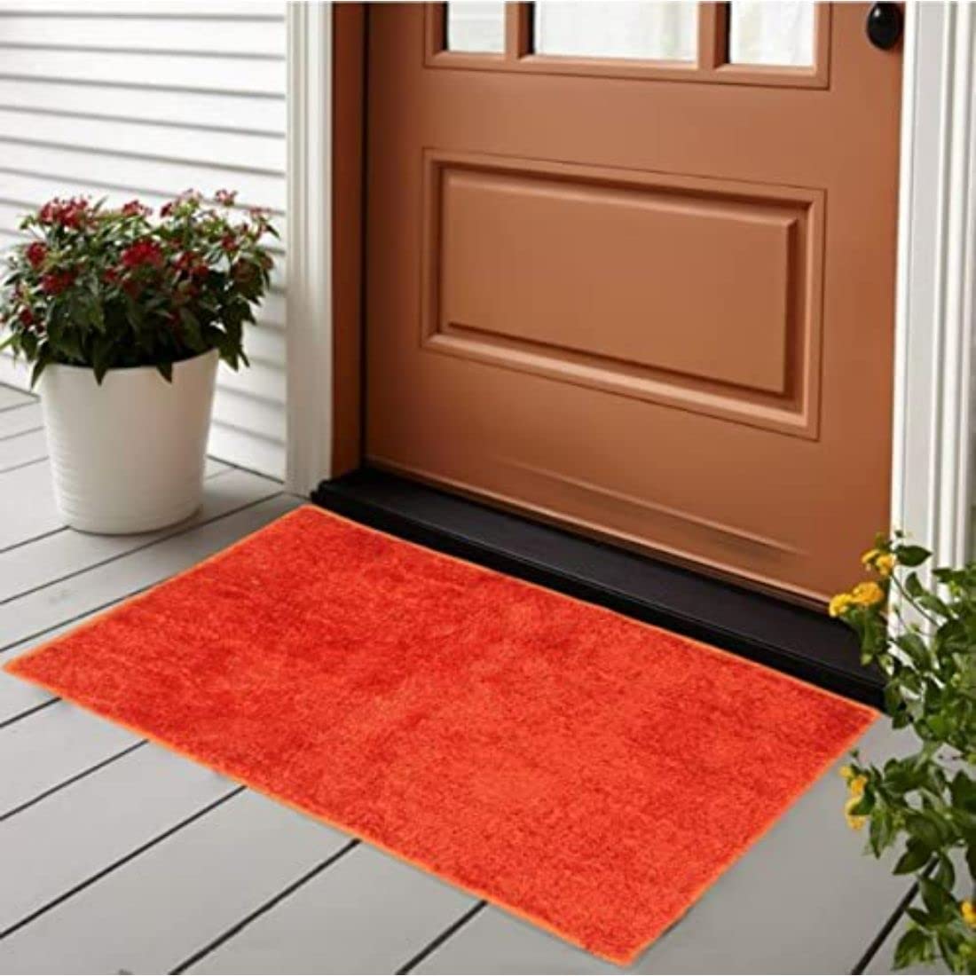 Rectangular Microfiber Rugs Door Mat,Floor Mats for Entrance Water Absorbent Machine Washable Rug, Entryway Mats for Front Door (Orange)-image-8