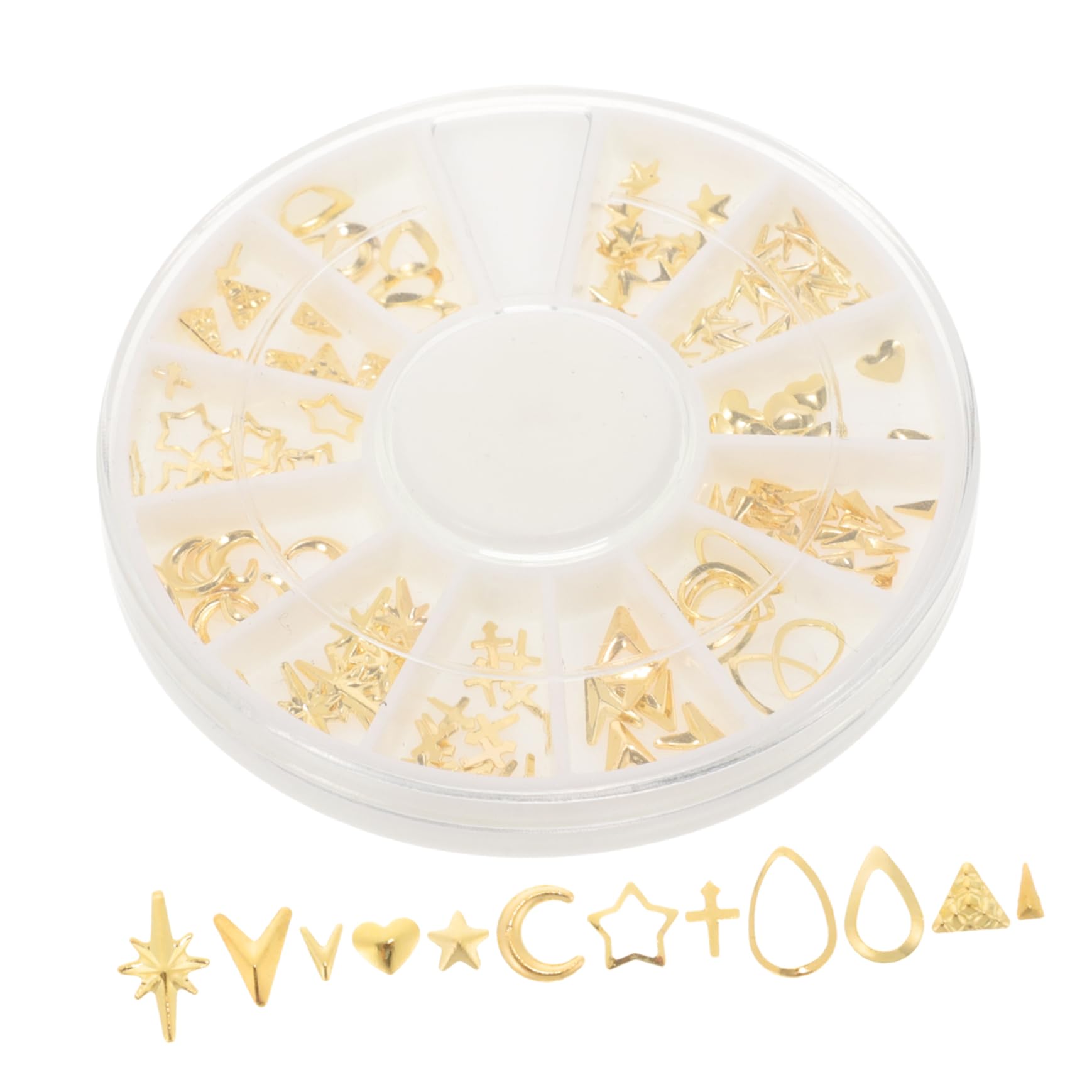 Beatifufu DIY Nail Decoration Kit 120 Pcs Mixed Shapes Nail Studs Including Triangle Circle Square