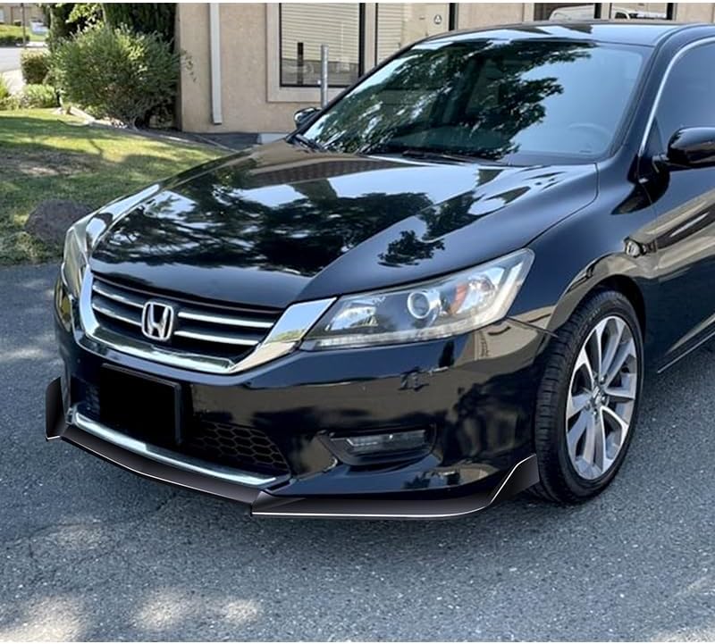 9pcs Combo Front Bumper Body Kit Lip + Side Skirt Extensions Diffuser Compatible with 2013-2015 Honda Accord Sedan 2014 (Painted Black)