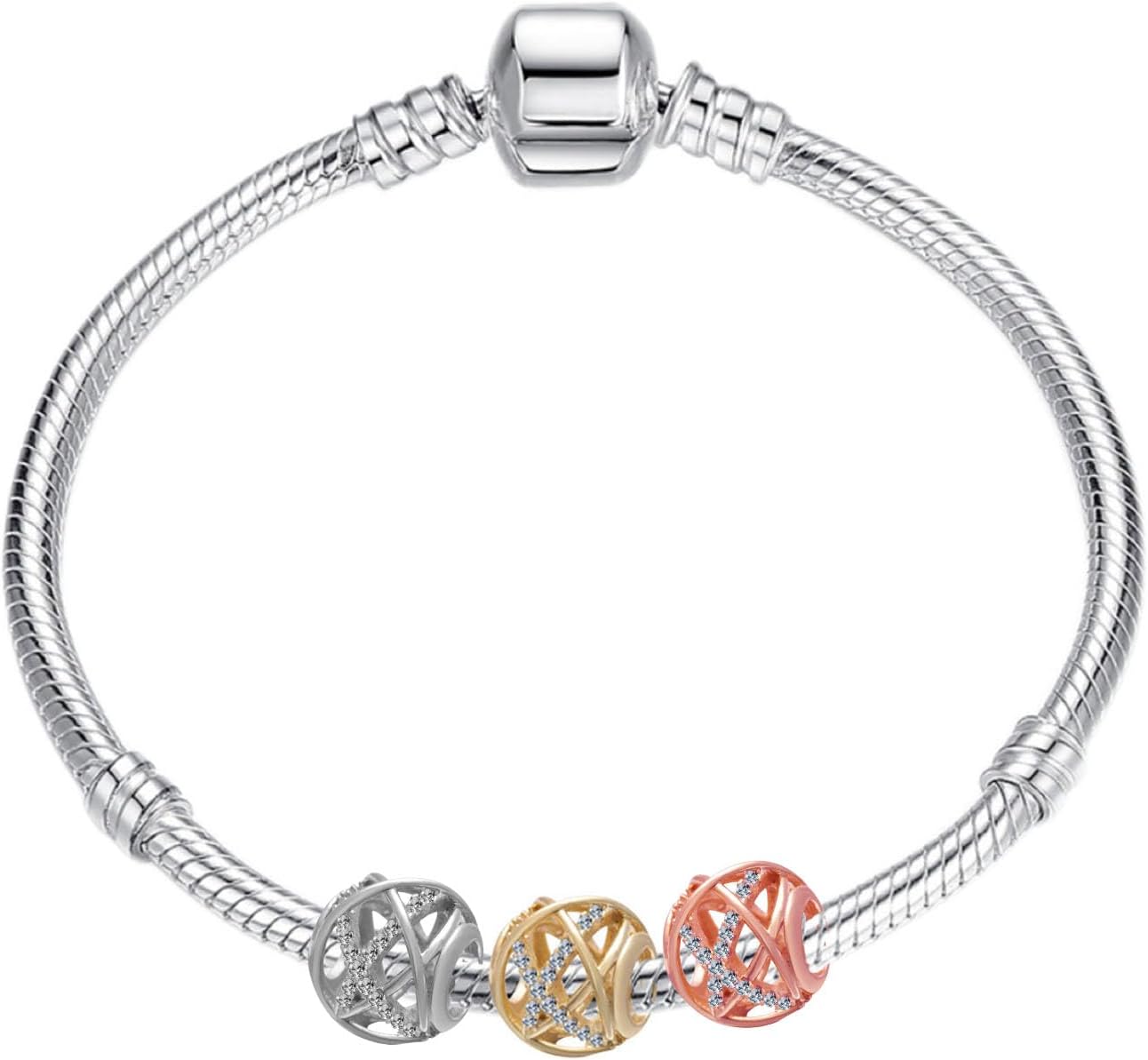 Galaxy 925 Sterling Silver Openwork Charm With Clear CZ Flower for Pandora Bracelet - Anniversary and Love - Image 6