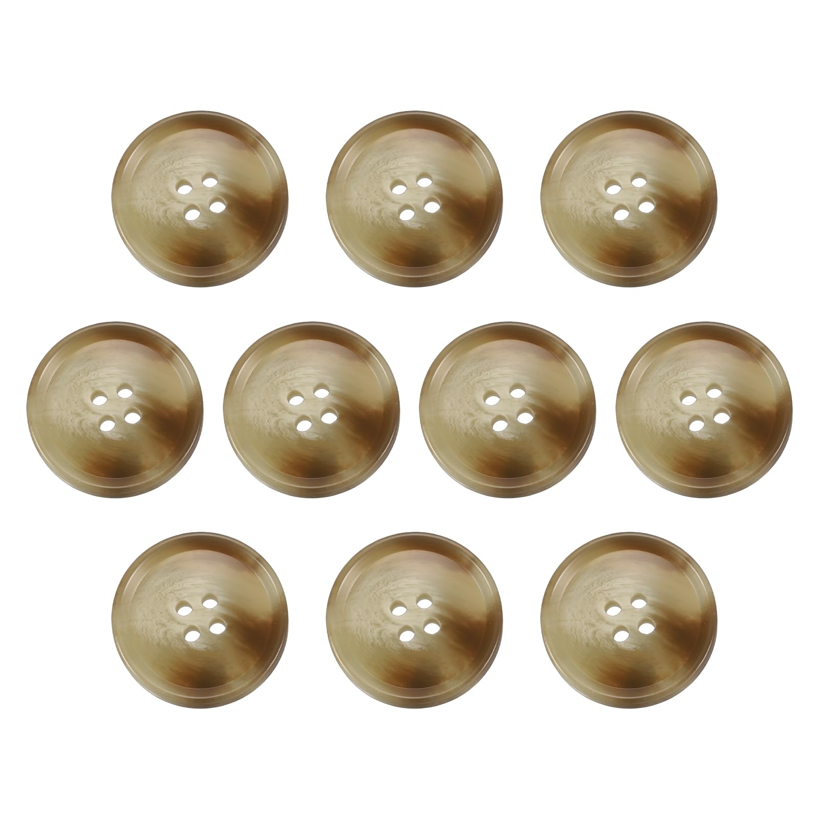 sourcing map 10pcs Resin Sewing Button, 30mm 1 3/16-Inch 4 Holes Round Pattern Flatback Buttons for Coat, Suits, Clothes Garment & DIY Crafts, 7#Beige