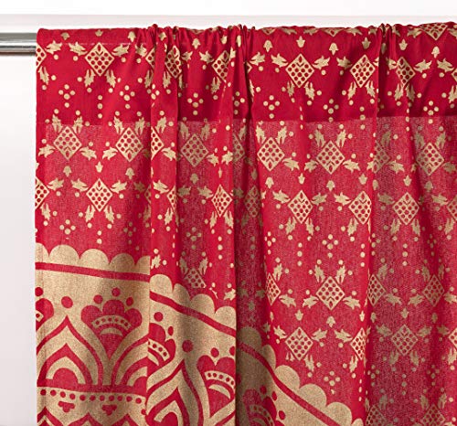 Popular Handicrafts Indian Hippie Bohemian Beautiful Ombre Color Mandala Curtain Panels Red Gold #TOP2