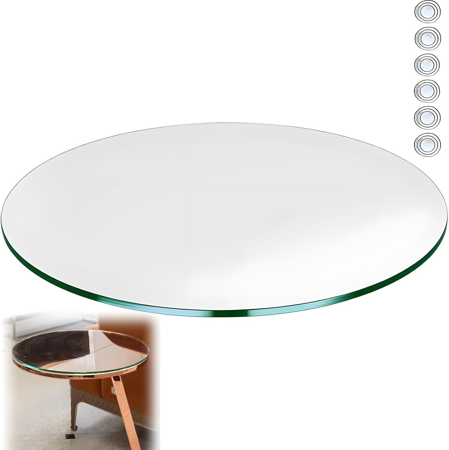 Glass Table Top 3/10"(8mm) Inch Thick Tempered Polished Edge Round Glass Table Top, Replacement for Dining & Kitchen and Patio Table(85cm)