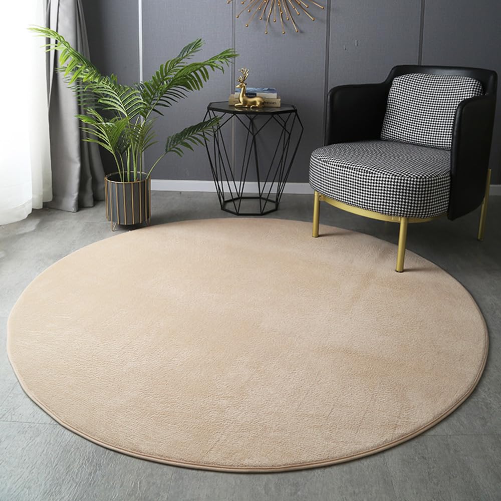 PALVIT Alfombra redonda de 200 x 200 cm, suave, esponjosa, grande, para sala de estar, cocina, dormitorio, mesita de noche, con respaldo antideslizante, lavable a máquina