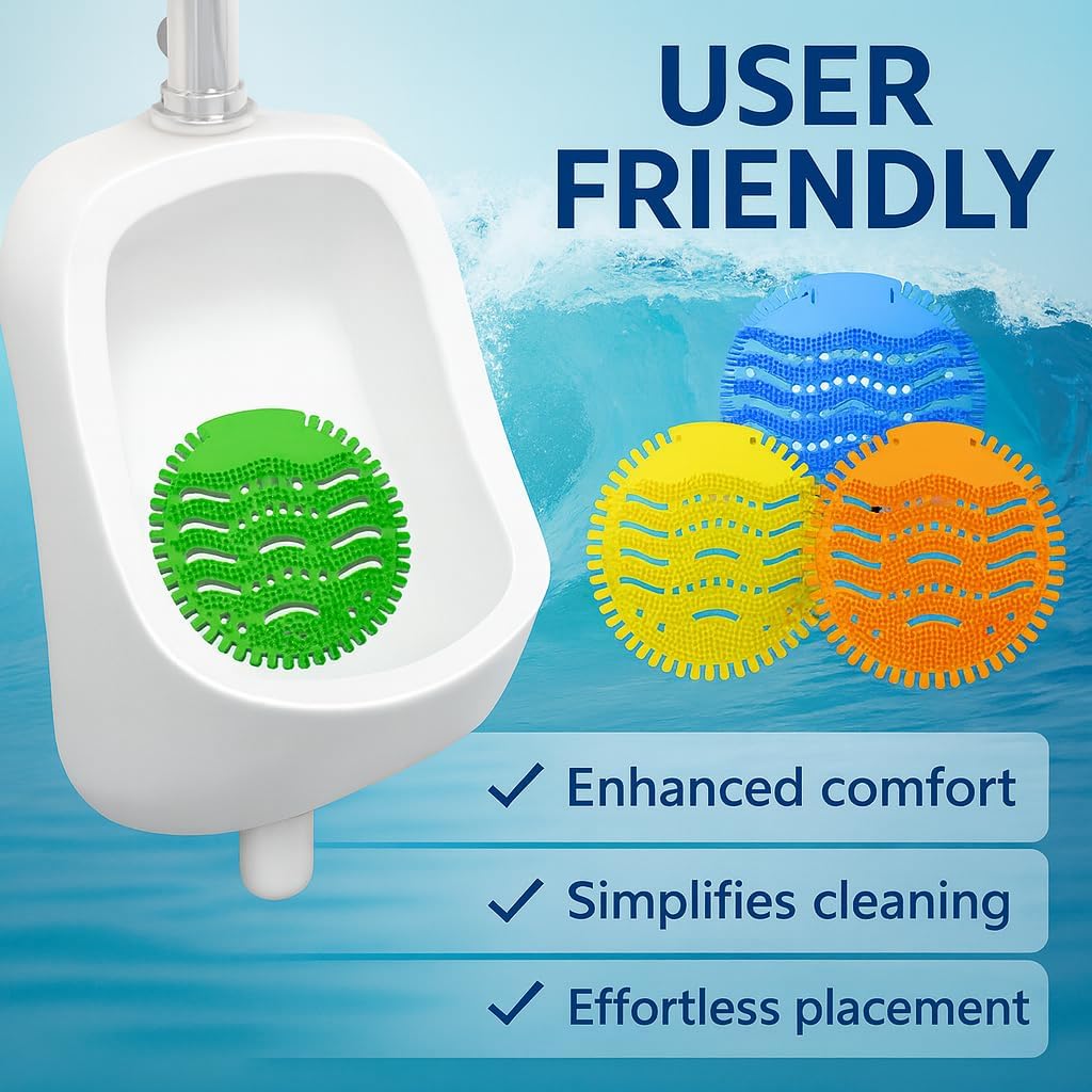 Urinal Screen Deodorizer (40 Packs) with 40 Gloves | Orange, Lemon, Ocean Breeze,Apple,Lavender | Anti-Splash Urinal Screen | Urinal Cakes for Toilets in Bathroom Restaurant Office Stadium School