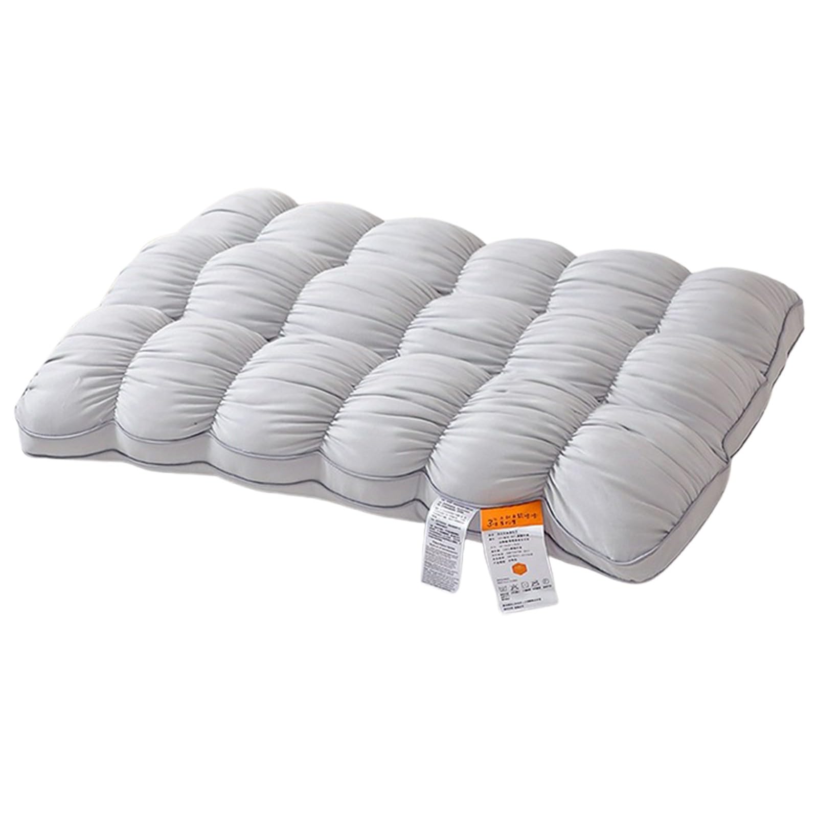 Cooling Mellow Puff Low Medium High Profile Pillow, 3D Zoned Quilted Cloud Pillow for Neck Pain Relief, Breathable Marshmallow Bed Pillow, Size 48x74cm, Suitable for Side Back Stomach (gary high)