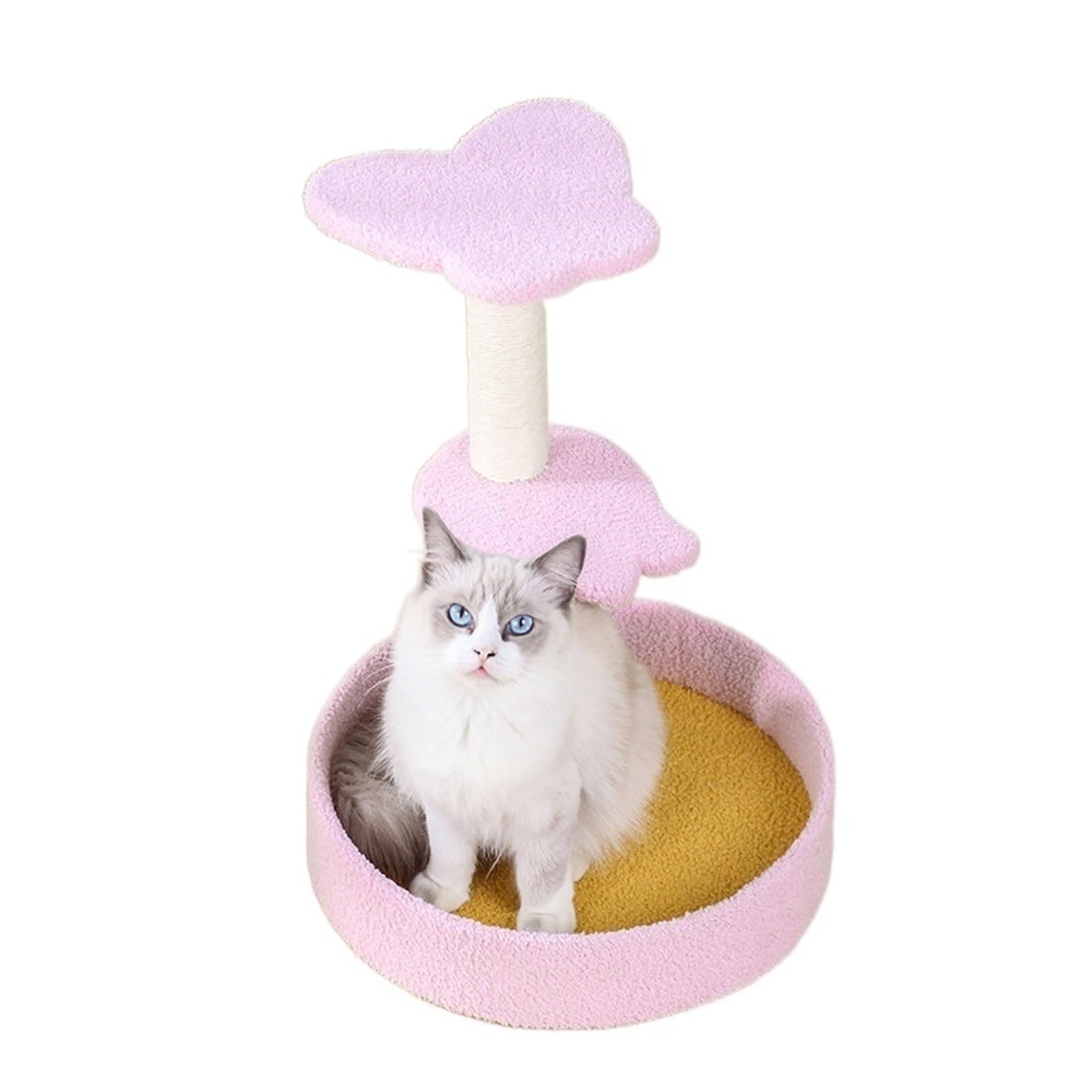 Griffoir pour chat à 3 couches et litière papillon rose facile à monter
