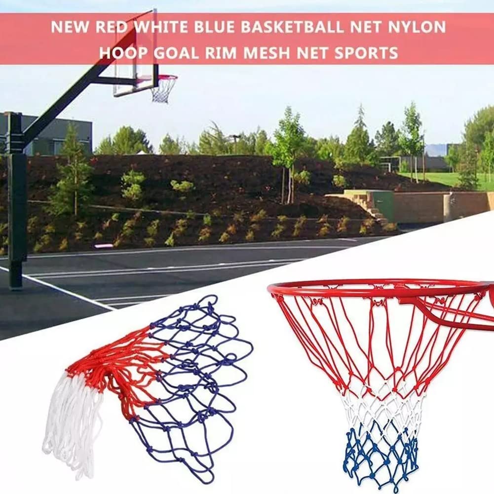 Rete per Canestro da Basket,2 pezzi Ricambio Rete da Basket,Canestro da Pallacanestro Rete Blu Rosso Bianco, per uso sostitutivo all'interno o all'esterno