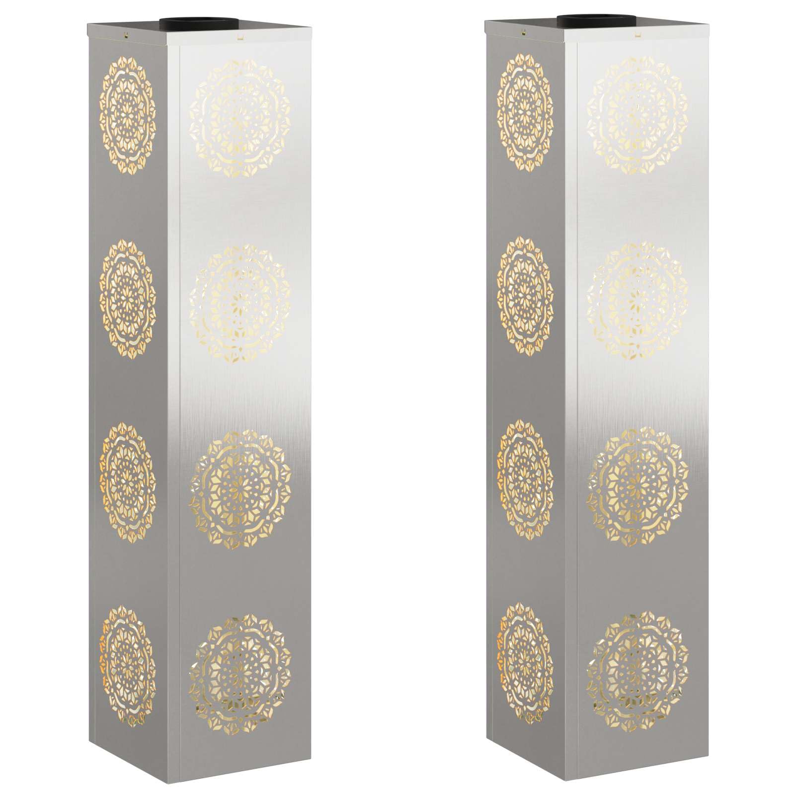 Éclairage moderne de jardin vidaXL en acier inoxydable au design épuré argenté, spots LED 2 pcs
