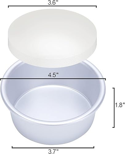 Miniatura 2 de Juego de 8 moldes para pasteles de 4 pulgadas, moldes redondos de aluminio anodizado con 100 latas de papel pergamino para hornear pasteles de