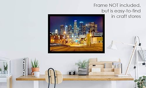 Miniatura 3 de Póster fotográfico de Los Ángeles Skyline Night sin marco, vista desde el este de Los Ángeles, 20 x 30 pulgadas, diseño panorámico fotográfico,
