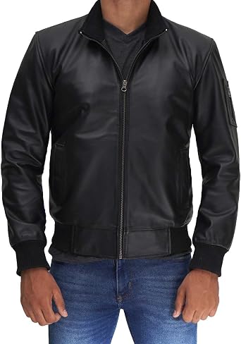 Decrum Men's Negan/Police Style Motorcycle Leather Jacket