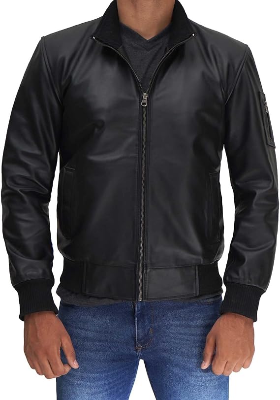 Decrum Men's Negan/Police Style Motorcycle Leather Jacket