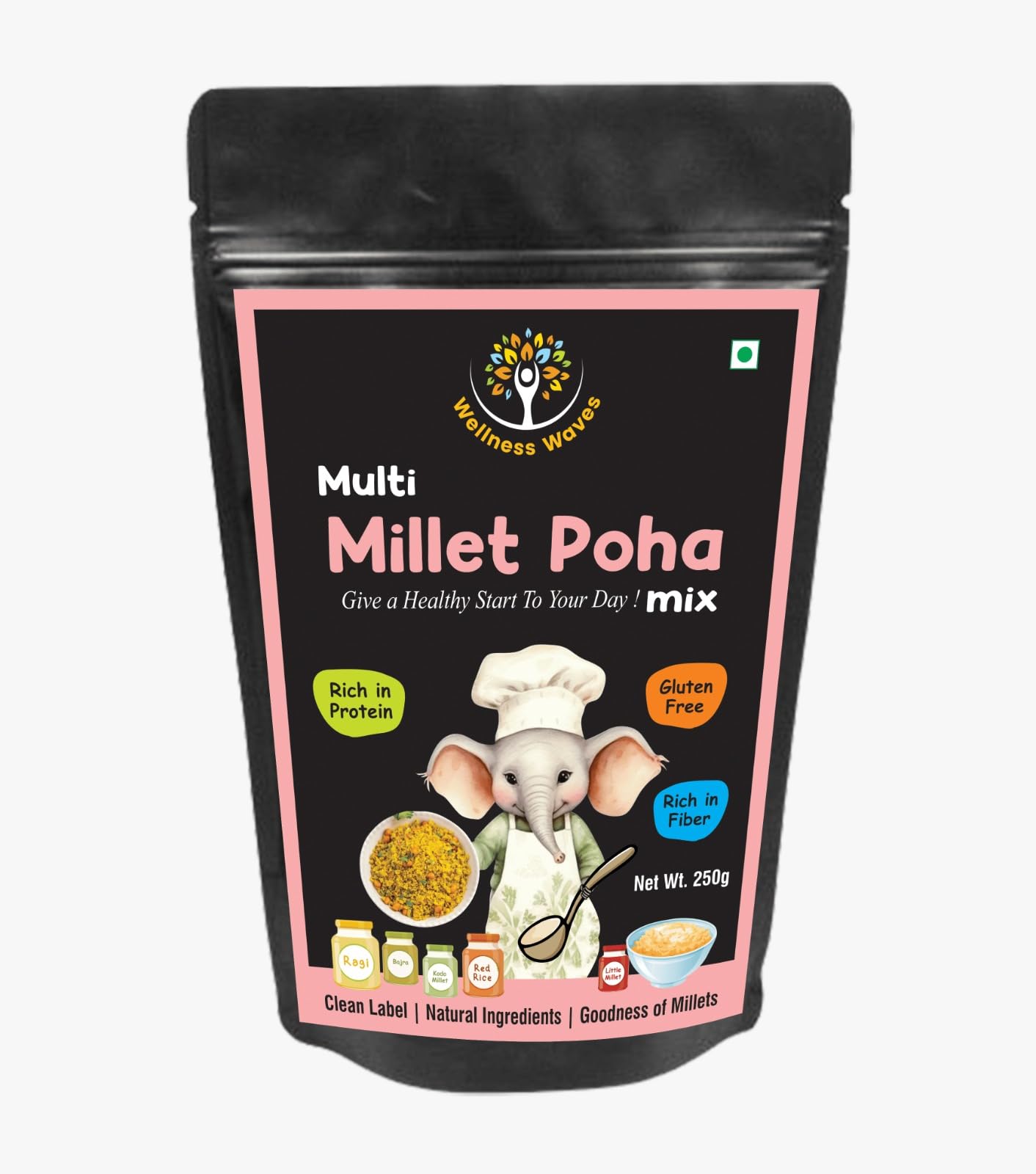 Wellness Waves Multi Millet Poha Mix, Gluten Free, High Protein & Fibre, 250g-image-31