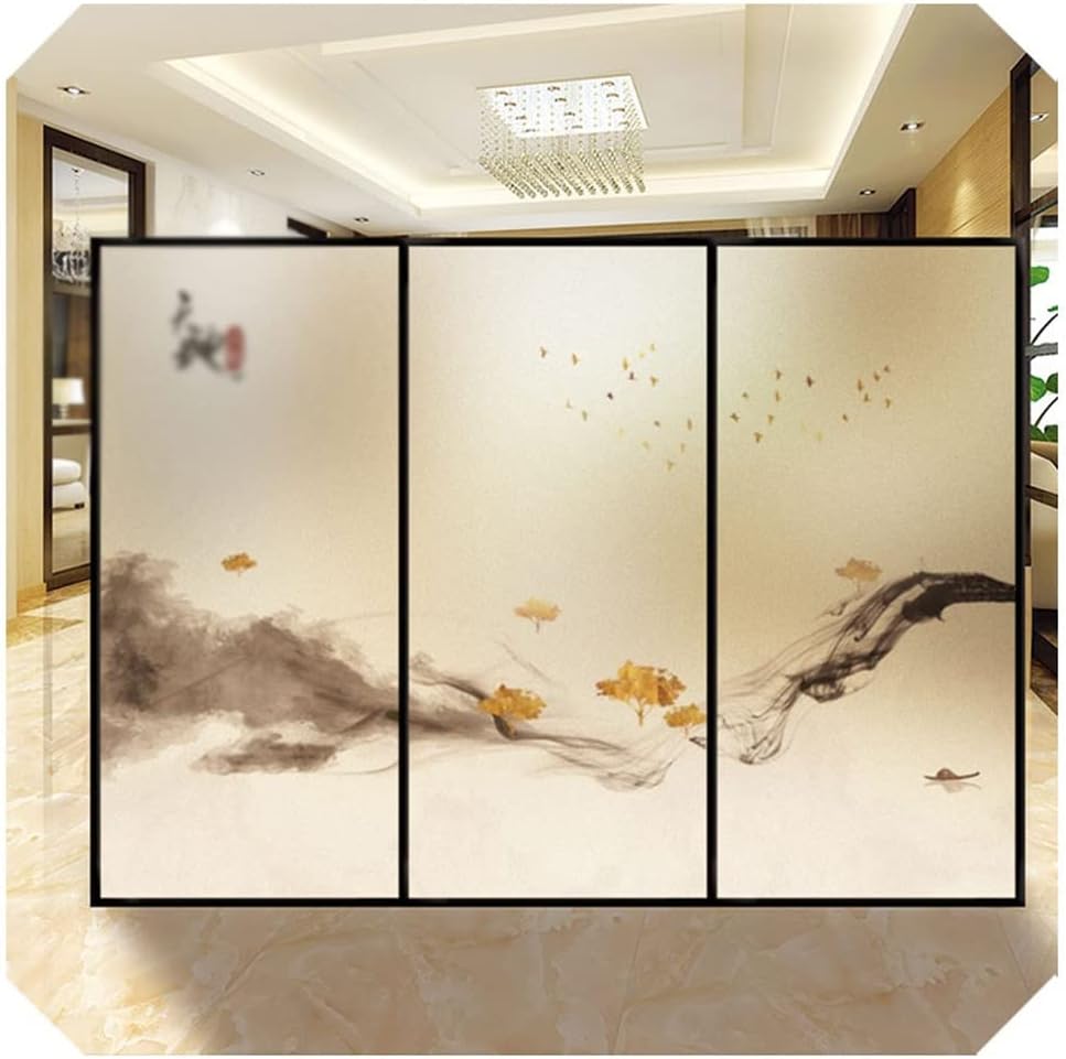Window Privacy Film Window Film Window Privacy Film Chinese Ink Bathroom Partition Glass Doors and Windows Decorative Blackout Glass Film Window Film Blackout Window Film Window Films(A,60 * 90 cm)