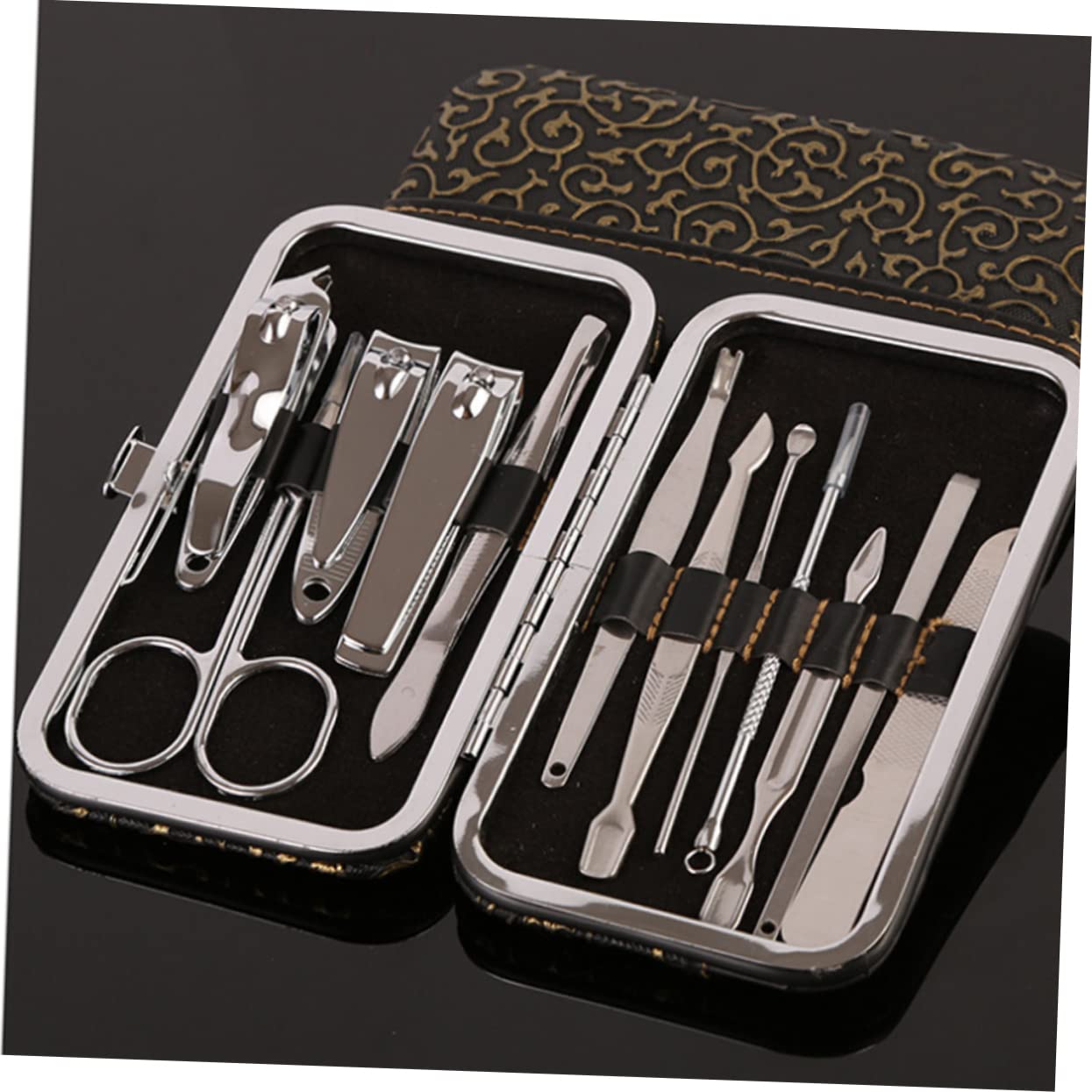 Homoyoyo Travel-friendly 12-in-1 Nail Clipper Set Stainless Steel Manicure Kit with Storage Case Ideal Present