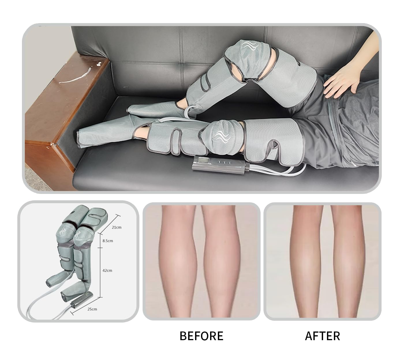 Presoterapia de Piernas, Masajeador de Compresión, Gris Marengo